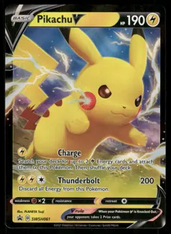 Pikachu V SWSH061 Holo Promo Sword & Shield Promo Pokemon Holo Near Mint - Image 1