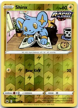 Shinx 039/159 Common Crown Zenith Pokemon Reverse Holo Near Mint - Image 1