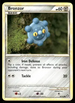 Pokemon Cards Bronzor 58/102 HGSS Triumphant Common LP *3 - Image 1