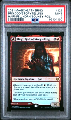 2021 MTG Birgi, God of Storytelling - Harnfel, Horn of Bounty Foil PSA 9 - Image 1