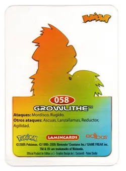 GROWLITHE #058 LAMINCARD COLECCION POKEMON LAMINCARDS 2005 EDIBAS (USADA) - Image 2