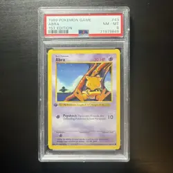 1999 POKEMON GAME #43 ABRA 1ST EDITION SHADOWLESS BASE SET PSA 8 - Image 1