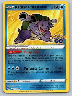 Radiant Blastoise 018/078 Radiant Rare Pokemon GO Lightly Played - Image 1