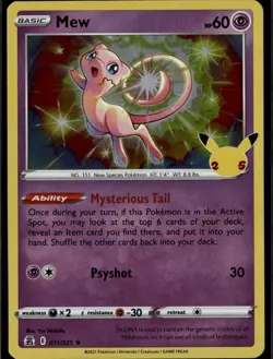 Mew Holo Rare Celebrations 011/025 Psychic Holo Pokemon Card - Image 1