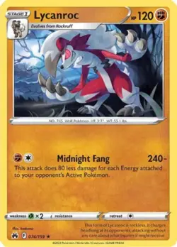 x4 Lycanroc - 074/159 - Rare Pokemon Crown Zenith M/NM - Image 1