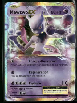 Pokemon TCG Card Mewtwo EX 2016 XY Evolutions 52/108 Holo Ultra Rare LP - Image 1