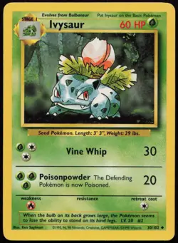 Ivysaur 30/102 LP Base Set Unlimited Uncommon Pokemon - Image 1