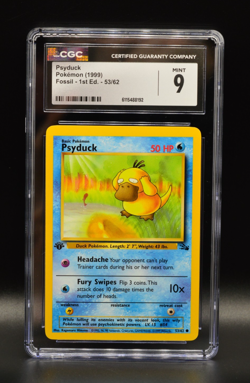 Psyduck 1st Edition 1999 Pokemon Fossil #53 WOTC CGC 9 PSA Newly Graded - Image 1
