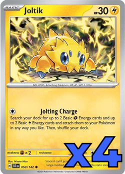 4x Joltik 050/142 Sv07: Stellar Crown Regular PLAYSET x4 - Pokemon TCG - NM - Image 1