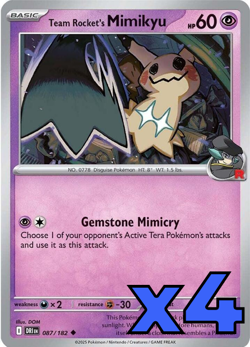 4x Team Rocket's Mimikyu 087/182 Sv10: Destined Rivals PLAYSET x4 - Pokemon TCG - Image 1