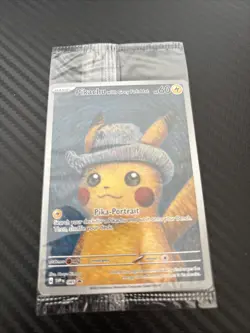 Pokemon Pikachu TCG Grey Felt Hat Van Gogh Full Art Promo SVP #085 Sealed - Image 1