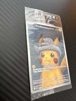 Pokemon Pikachu TCG Grey Felt Hat Van Gogh Full Art Promo SVP #085 Sealed - Image 2