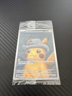 Pokemon Pikachu TCG Grey Felt Hat Van Gogh Full Art Promo SVP #085 Sealed - Image 4