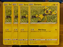 Pokemon TCG Crown Zenith Zeraora Rare 052/159 x4 Playset - Image 1