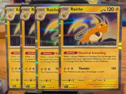 Pokemon TCG Paldean Fates Raichu Holo Rare 019/091 x4 Playset - Image 1