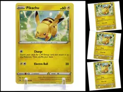 Pokemon Sword & Shield BASE SET 065/202 Pikachu 4X Mint/NM TCG Playset X4 - Image 1