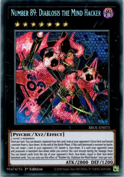 Yugioh Number 89: Diablosis the Mind Hacker BROL-EN073 1st Edition Secret NM - Image 1