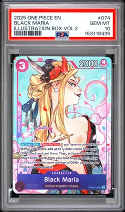 2025 ONE PIECE PROMOS ILLUSTRATION BOX VOL.2 #074 BLACK MARIA PSA 10 - Image 1