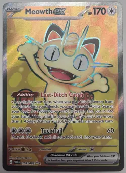 Meowth ex 107/088 Ultra Rare Holo NM Pokemon Card Perfect Order - Image 1
