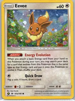 Pokemon TCG Eevee 101/149 Sun Moon Cosmos Holo MP - Image 1