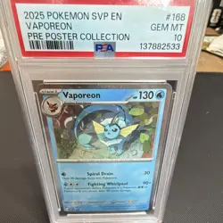 The Pokemon Company Pokemon TCG Vaporeon 168 SVP Cosmos Holo PSA 10 English - Image 1