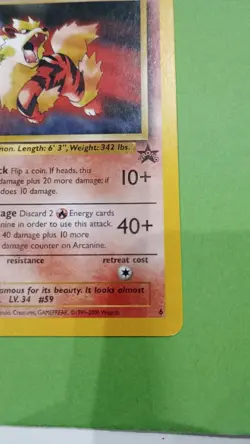 2001 Black Star Promo WOTC Pokemon League Card Arcanine 6 - LP Vintage Tcg - Image 4