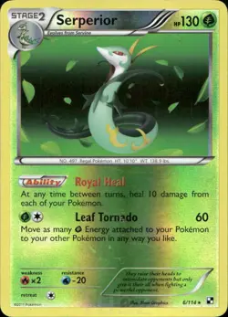 Serperior 6/114 Holo Rare Black & White Pokemon Reverse Holo Lightly Played - Image 1