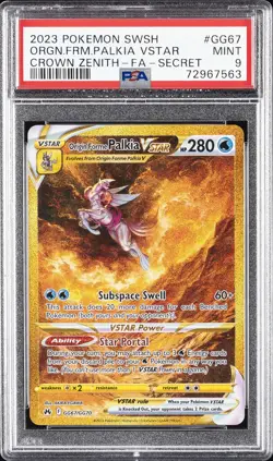 POKEMON SWORD & SHIELD CROWN ZENITH FULL ART/ORIGIN FORME PALKIA VSTAR PSA 9 - Image 1