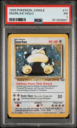 1999 POKEMON JUNGLE #11 SNORLAX-HOLO PSA 1 - Image 1