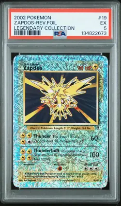 2002 POKEMON LEGENDARY COLLECTION #19 ZAPDOS-REVERSE FOIL PSA 5 - Image 1