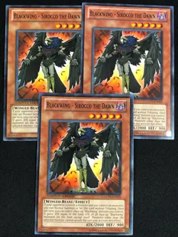 YUGIOH BLACK WING SIROCCO THE DAWN GLD3-EN023 COMMON X3 (NM) - Image 1