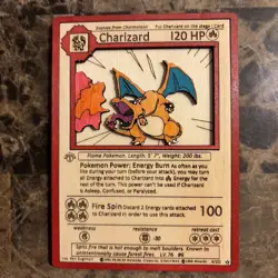 Pokemon fan art wood laser engraved 3D cards - Colored Charizard (1999 Retro) - Image 1