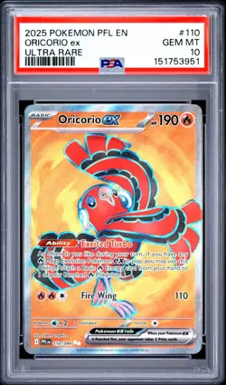 2025 POKEMON PFL EN-PHANTASMAL FLAMES ULTRA RARE #110 ORICORIO EX PSA 10 - Image 1