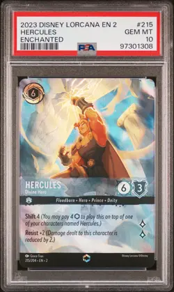 2023 DISNEY LORCANA EN 2-RISE OF THE FLOODBORN HERCULES - DIVINE HERO PSA 10 - Image 1