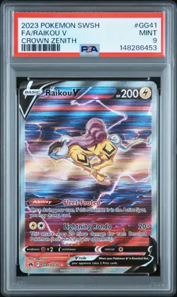 PSA 9 Raikou V GG41/GG70 Pokemon Crown Zenith Full Art Holo Graded Card - Image 1