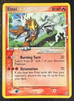 2005 POKEMON TCG EX UNSEEN FORCES ENTEI GOLD STAR SWIRL HOLO 113/115 VLP/LP - Image 1