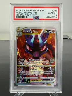 Pokemon TCG PSA 10 GEM MINT Lucario VStar SWSH291 Crown Zenith Promo English - Image 1