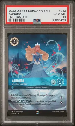 Disney Lorcana Aurora Dreaming Guardian Enchanted #213 TCG Card PSA 10 - Image 1