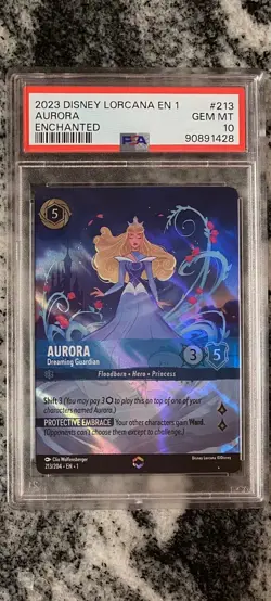 Disney Lorcana Aurora Dreaming Guardian Enchanted #213 TCG Card PSA 10 - Image 3