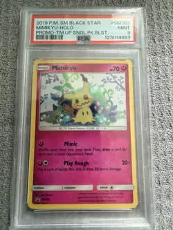 Mimikyu Black Star Promo SM163 Holo Pokemon TCG Card PSA 9 - Image 1