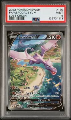 2022 POKEMON SWORD & SHIELD LOST ORIGIN #180 FULL ART/AERODACTYL V PSA 9 - Image 1