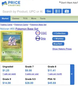 NIDORAN #55 CGC 10 -1999 Pokemon Base Set. Nidoran #57/64 CGC 7 -1999 Jungle Set - Image 2
