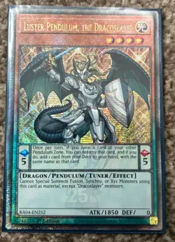 YUGIOH 1st Ed RA04-EN252 QUARTER CENTURY RARE LUSTER PENDULUM, THE DRACOSLAYER - Image 1