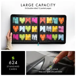 12 XL Pocket Zip Binder, 624 Cards, Exo-Tec Material, 26 Side-Loading Pages (... - Image 4