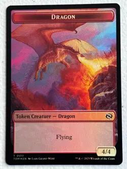 Dragon (0011) // Warrior Double-Sided Token 11 // 13 Foil Tarkir: Dragonstorm - Image 1