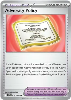 x4 Adversity Policy - 074/086 - Uncommon - Reverse Holo Pokemon ME04 Chaos Risin - Image 1