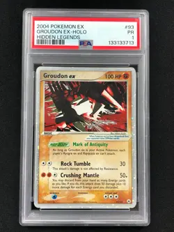 Pokemon 2004 Groudon EX Holo 93/101 PSA 1 - Image 1