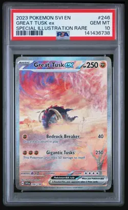 2023 POKEMON SVI EN-SCARLET & VIOLET #246 GREAT TUSK EX PSA 10 - Image 1