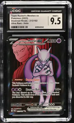 Team Rocket's Mewtwo EX 213/182 Ultra Rare Holo Pokemon CGC 9.5 Mint+ - Image 1