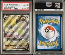 Pokemon Darkness Ablaze Galarian Stunfisk V Full Art Holo 184 PSA 10 FA LowPop - Image 3